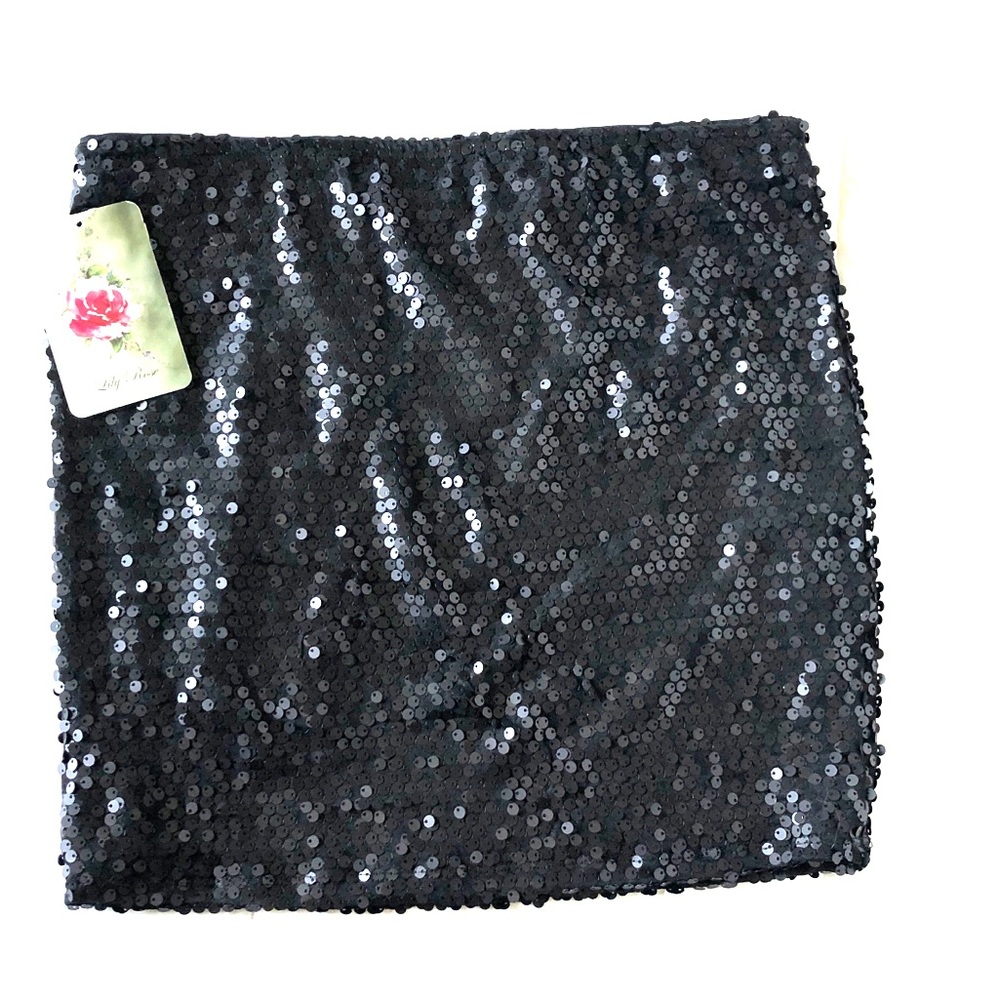 Lily Rose black sequin mini skirt  stretch - Picture 2 of 4